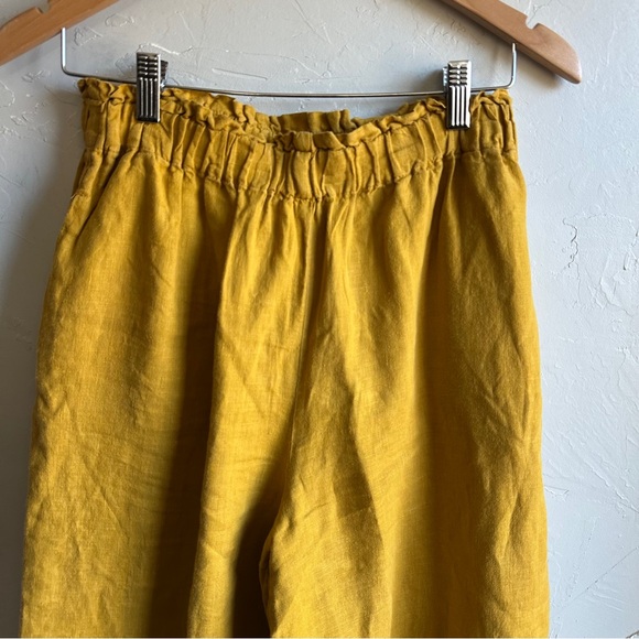 LenOk 100% Linen Harem Pants Mustard Boho Barrel Leg Pockets M - Picture 7 of 12
